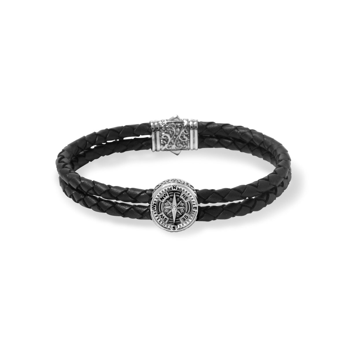 Gelang Kulit Perak Koleksi Kompas Sterling Silver