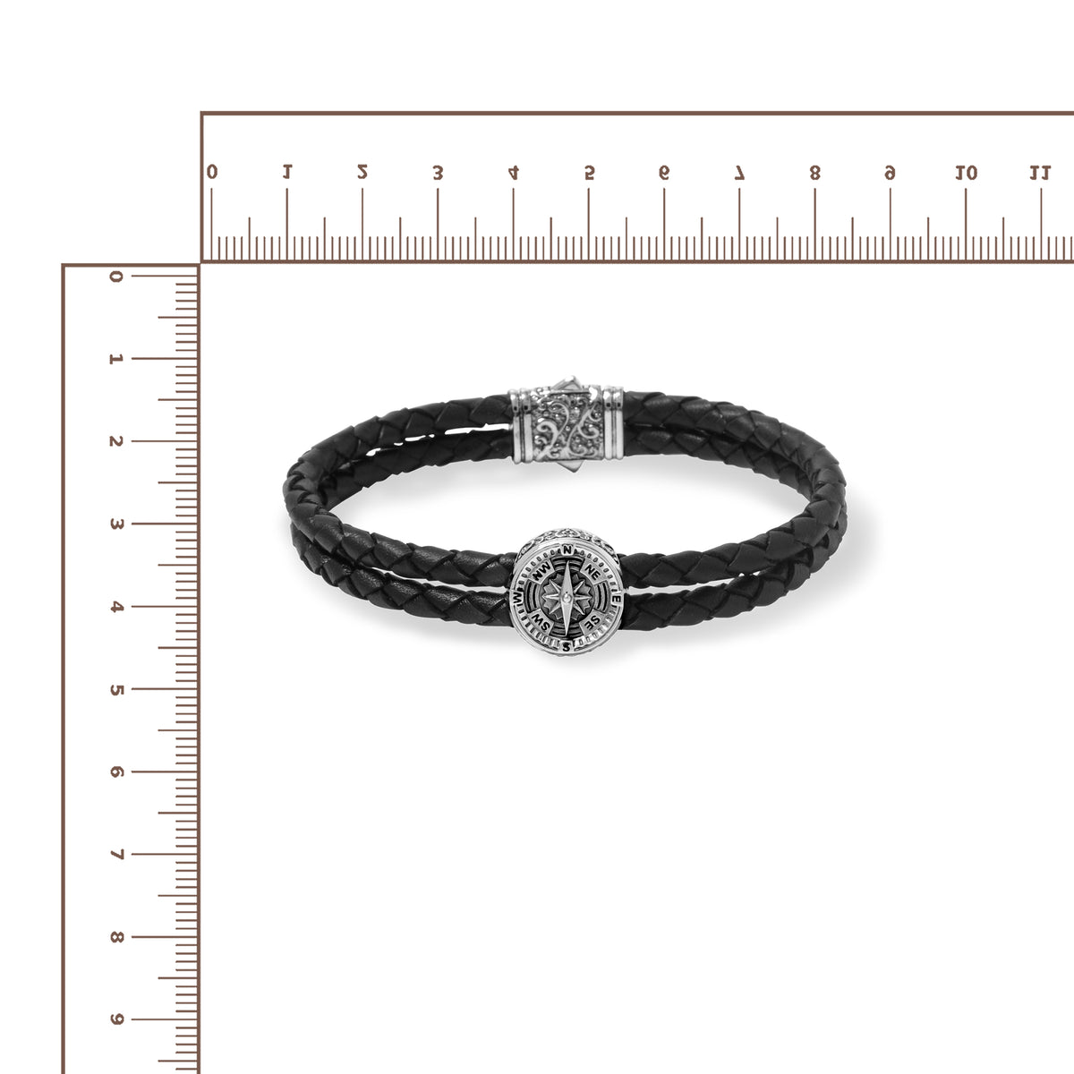 Kompas Collection Sterling Silver Leather Bracelet