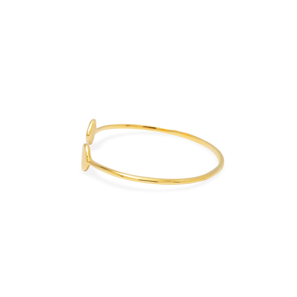 Dainty Heart Sterling Silver 925 Gold Plated Cuff Bangle