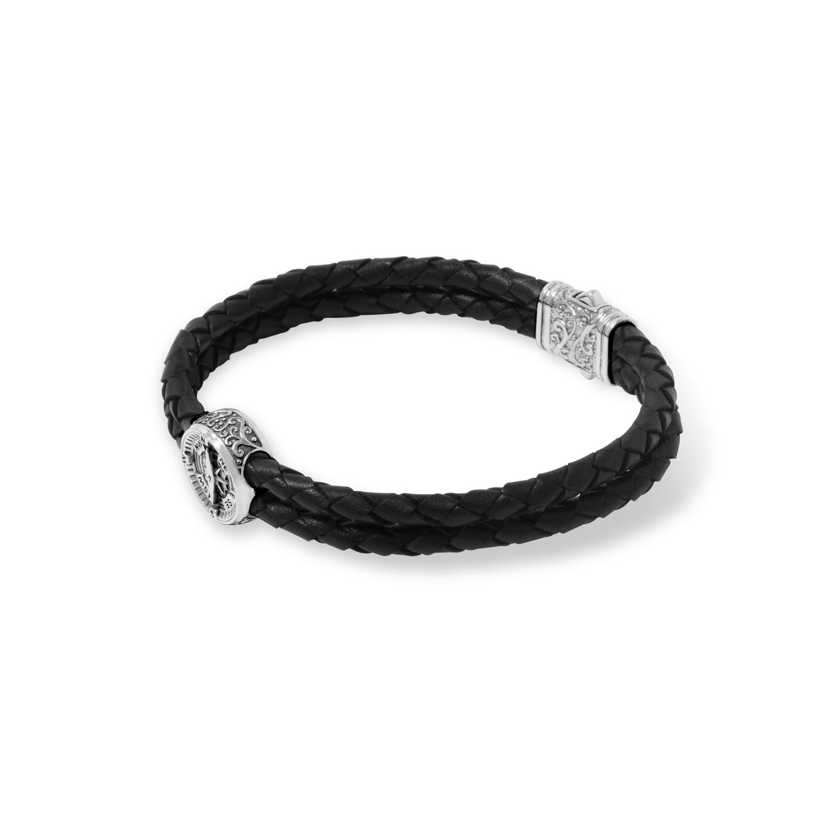 Gelang Kulit Perak Koleksi Kompas Sterling Silver
