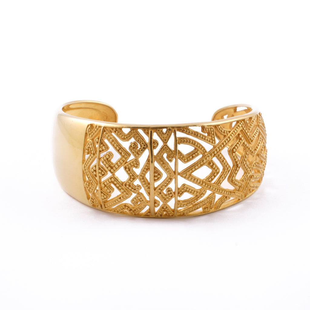 Gelang Cuff Bangle Rantai Perak 925 Koleksi Songket Bali