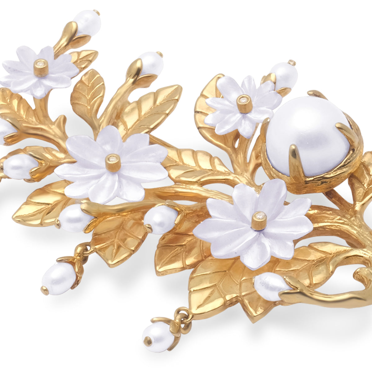 Bross Kecil Sedang Perak Koleksi Mutiara Melati Sterling Silver 925 Gold Plated