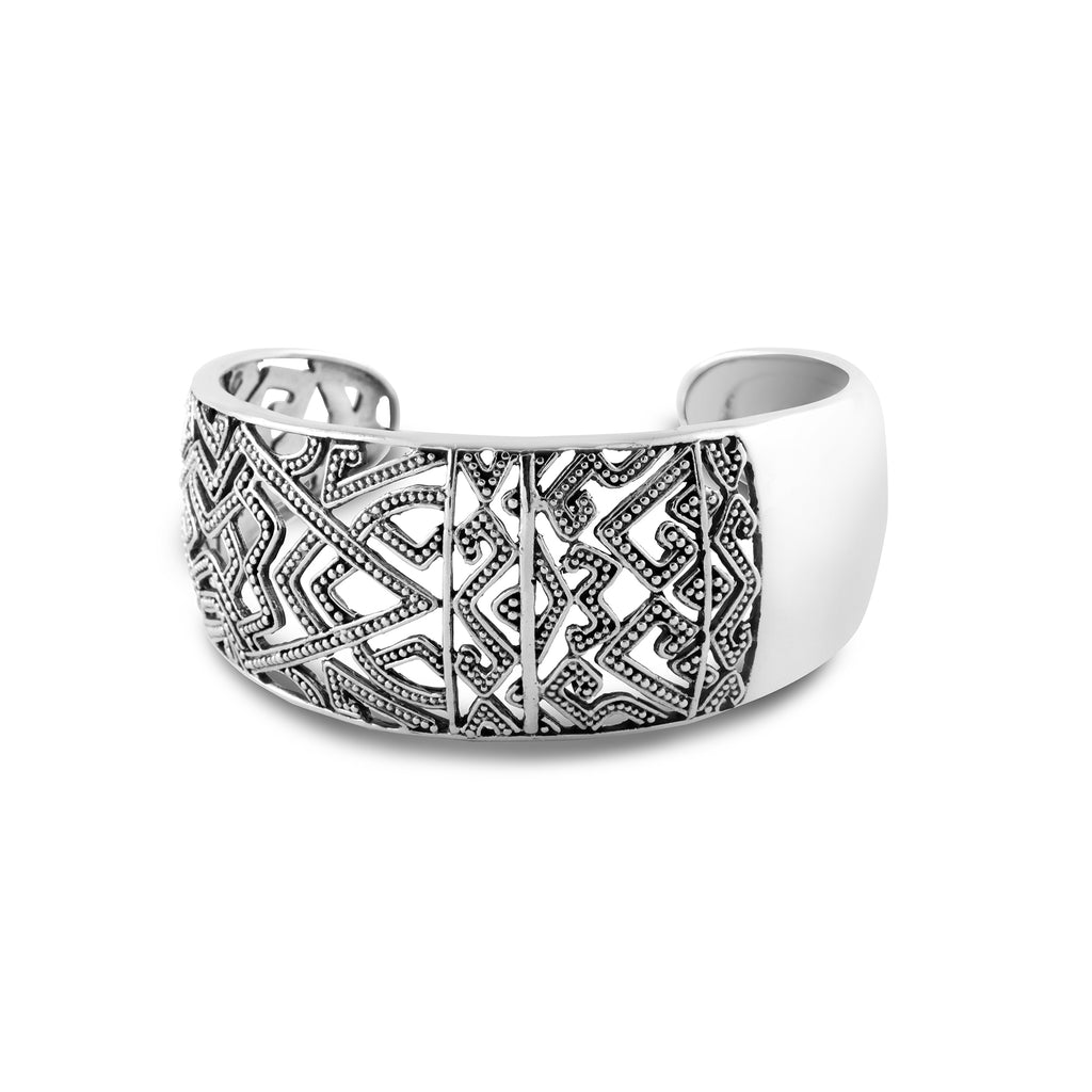 Gelang Cuff Bangle Rantai Perak 925 Koleksi Songket Bali