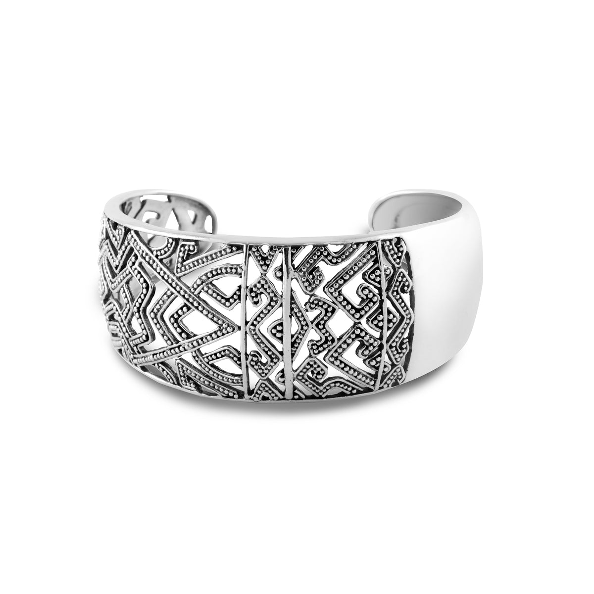 925 Sterling Silver Songket Collection Chain Cuff Bangle
