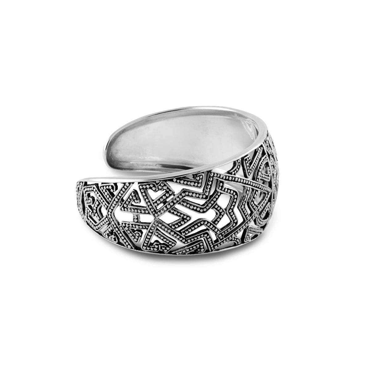 925 Sterling Silver Songket Collection Chain Cuff Bangle