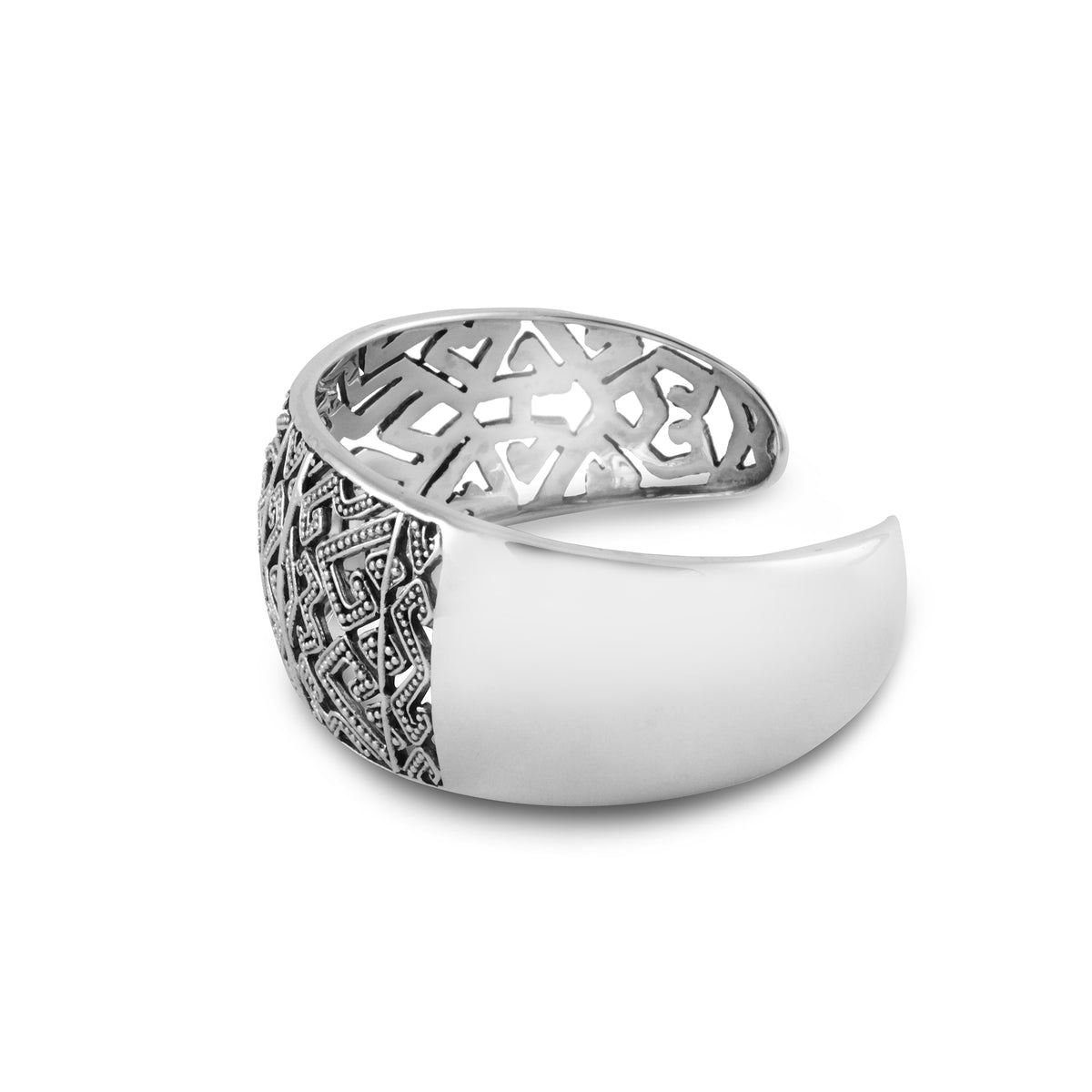 925 Sterling Silver Songket Collection Chain Cuff Bangle
