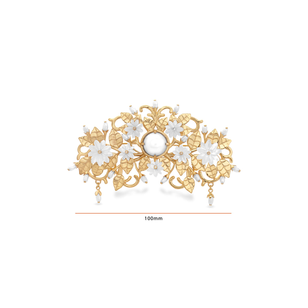 Bross Besar Perak Koleksi Mutiara Melati Sterling Silver 925 Gold Plated