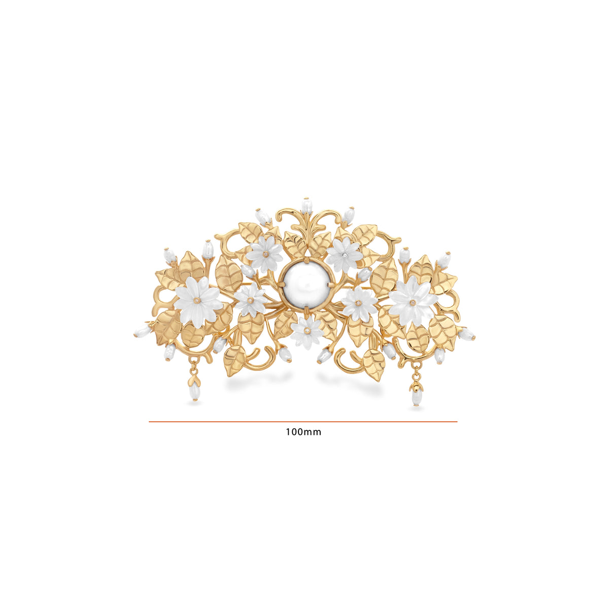 Bross Besar Perak Koleksi Mutiara Melati Sterling Silver 925 Gold Plated