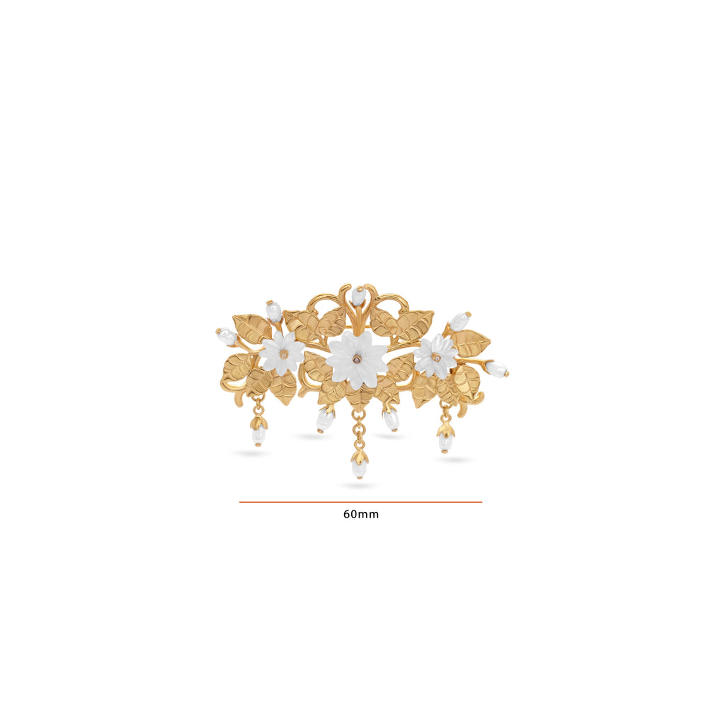 Bross Besar Perak Koleksi Mutiara Melati Sterling Silver 925 Gold Plated