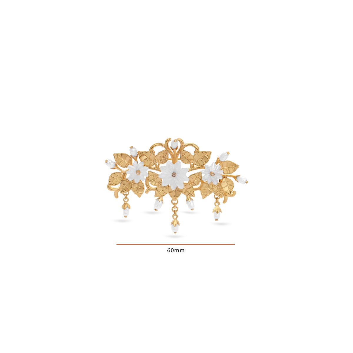 Bross Besar Perak Koleksi Mutiara Melati Sterling Silver 925 Gold Plated