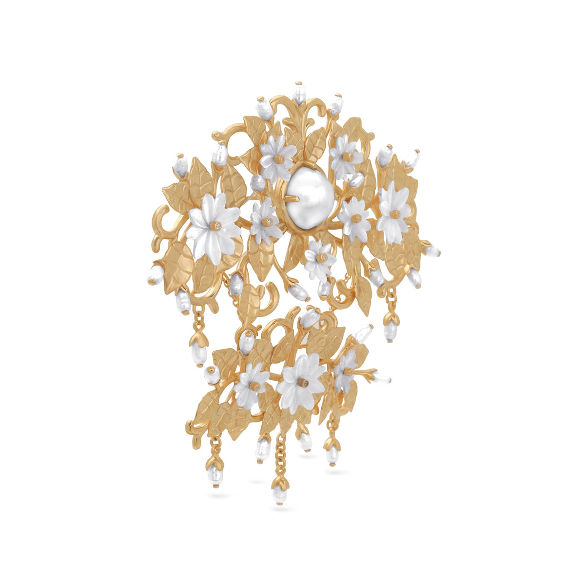 Bross Besar Perak Koleksi Mutiara Melati Sterling Silver 925 Gold Plated
