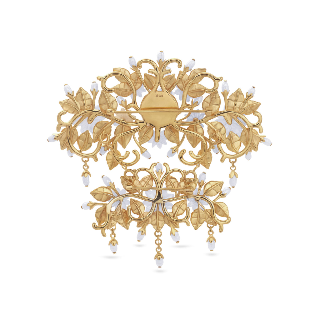 Bross Besar Perak Koleksi Mutiara Melati Sterling Silver 925 Gold Plated