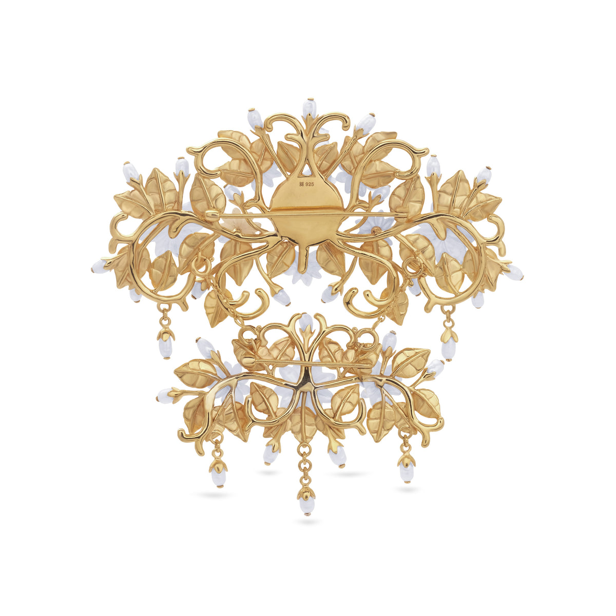 Bross Besar Perak Koleksi Mutiara Melati Sterling Silver 925 Gold Plated