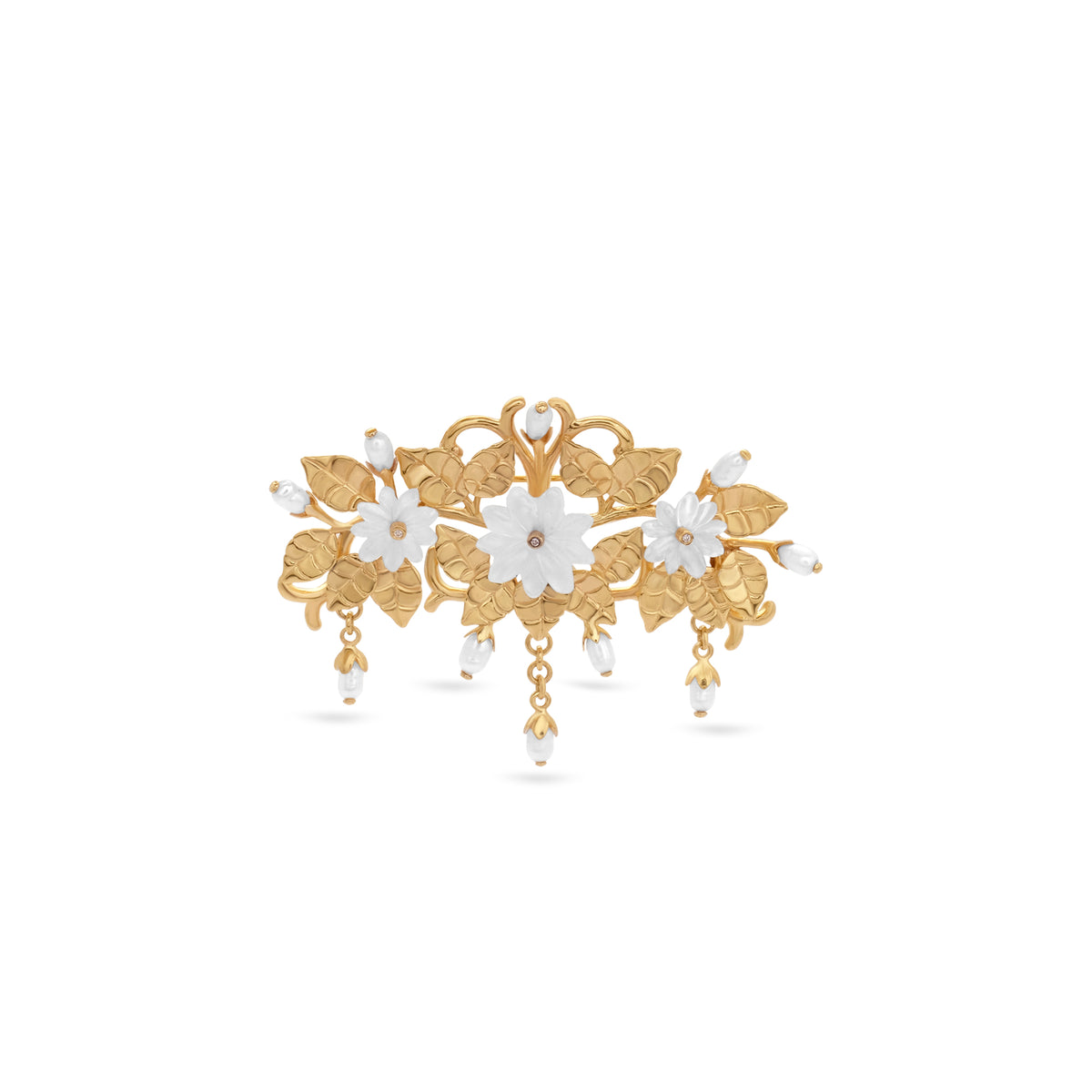 Bross Besar Perak Koleksi Mutiara Melati Sterling Silver 925 Gold Plated