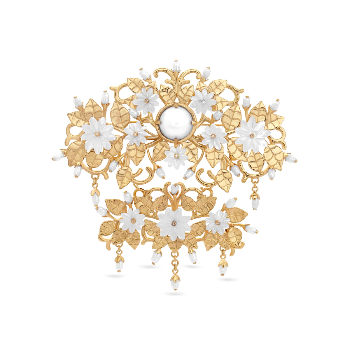 Bross Besar Perak Koleksi Mutiara Melati Sterling Silver 925 Gold Plated