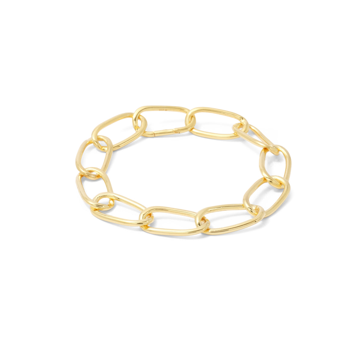 Long Curb Chain Bracelet Carabiner Collection Gold Plated Sterling Silver 925