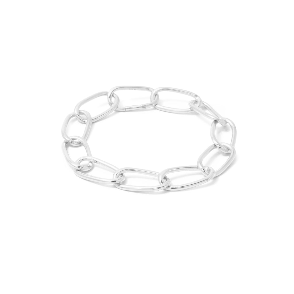 925 Sterling Silver Carabiner Collection Long Curb Chain Bracelet