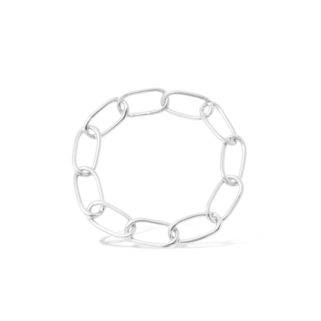 925 Sterling Silver Carabiner Collection Long Curb Chain Bracelet