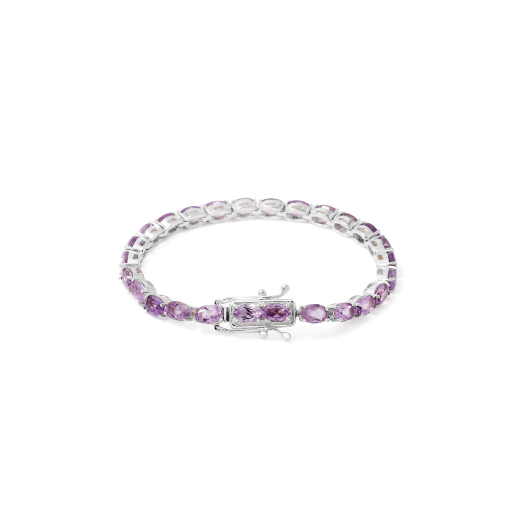 Elegant Vibration Collection Oval Tennis Bracelet in Sterling Silver 925