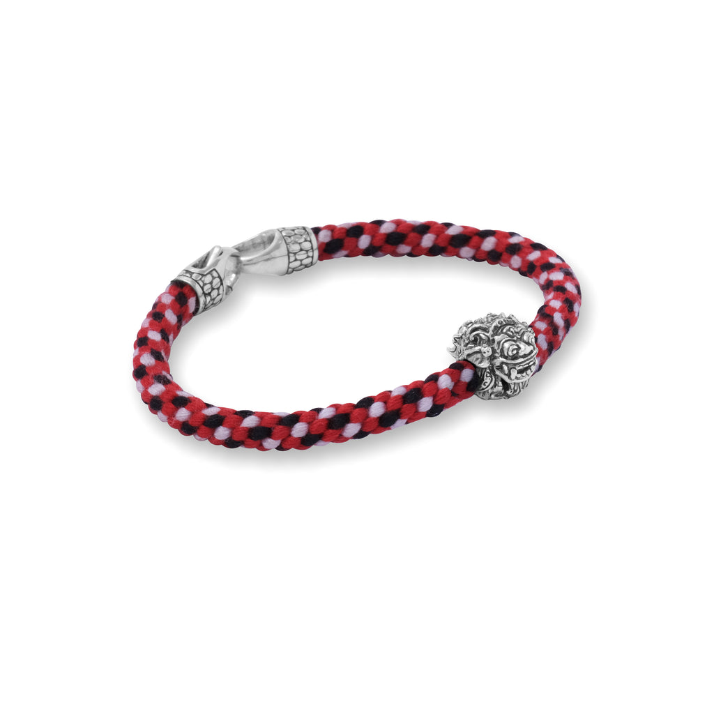 925 Sterling Silver Barong Braided Rope Black Oxidized Bracelet