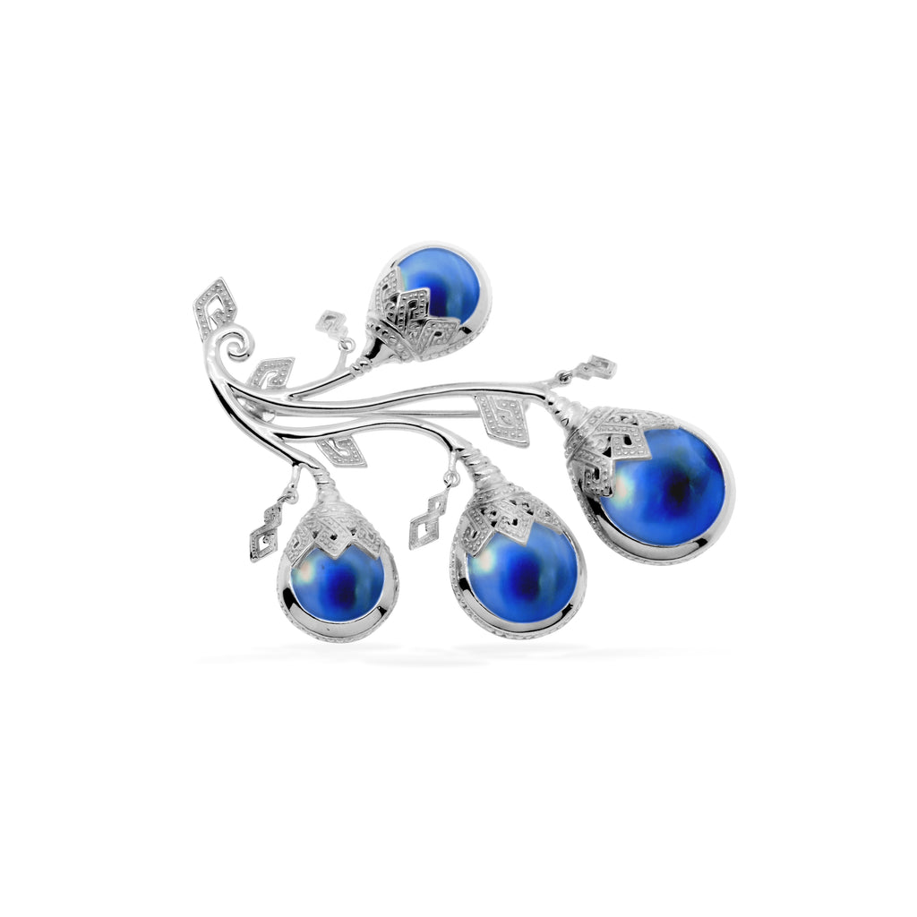 Mandalika Pearl Collection Sterling Silver 925 Gold Plated Brooch