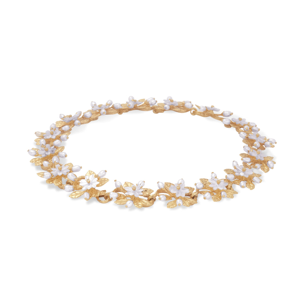 Kalung Choker Multifungsi Perak Koleksi Mutiara Melati Sterling Silver 925 Gold Plated
