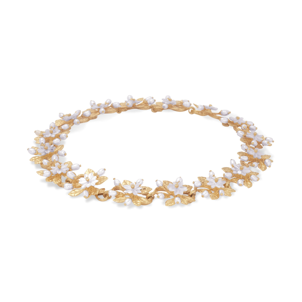 Kalung Choker Multifungsi Perak Koleksi Mutiara Melati Sterling Silver 925 Gold Plated
