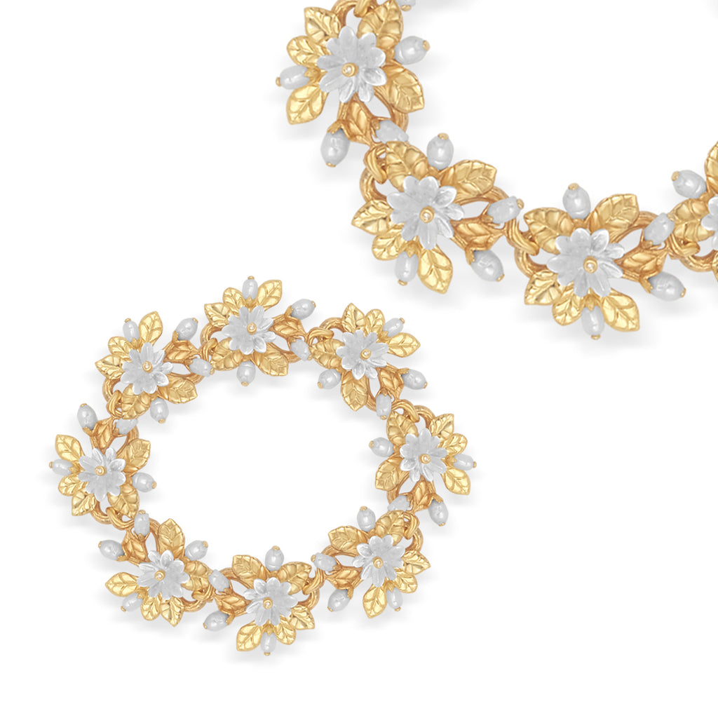 Kalung Choker Multifungsi Perak Koleksi Mutiara Melati Sterling Silver 925 Gold Plated