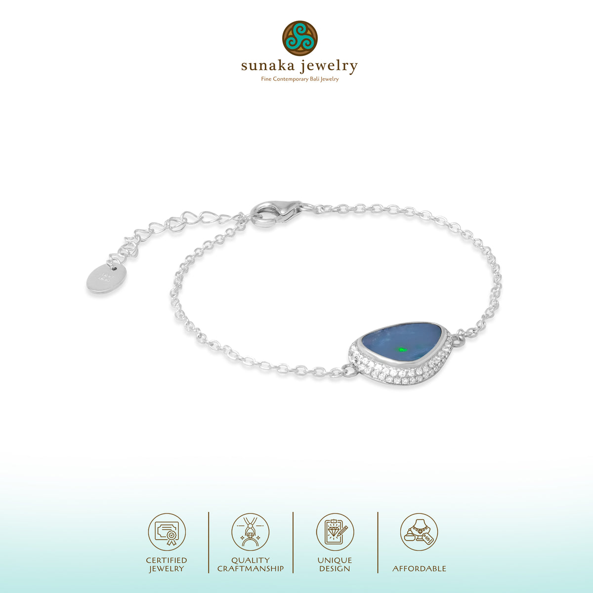 Gelang Chain 2 Koleksi Opal Perak 925