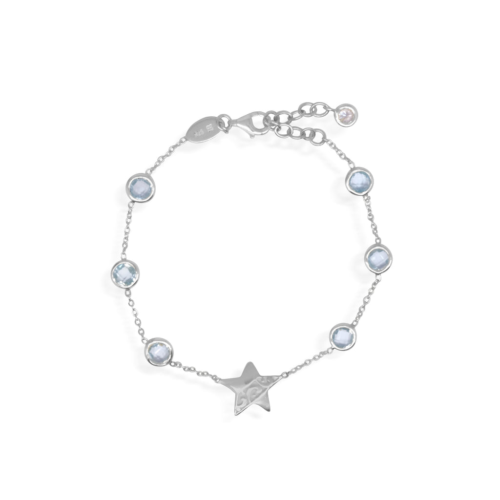 Celestial Moon Star Collection Sterling Silver 925 Bracelet