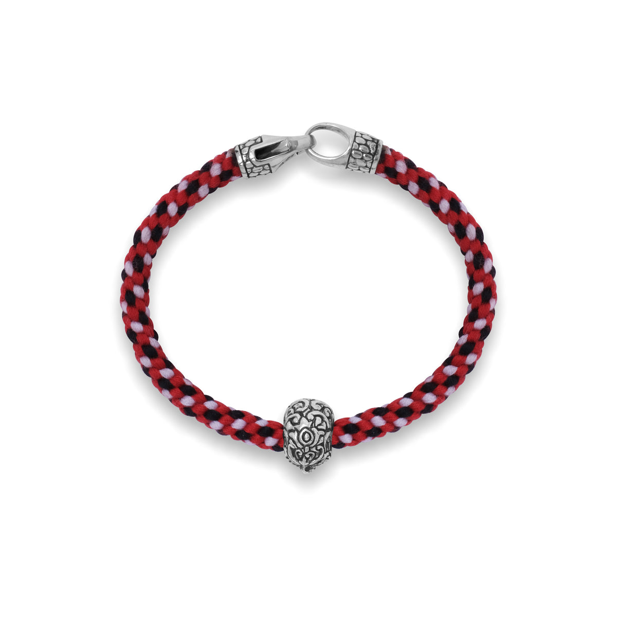 925 Silver Skull Bracelet Braided Rope Collection Black Oxidized Sterling Silver