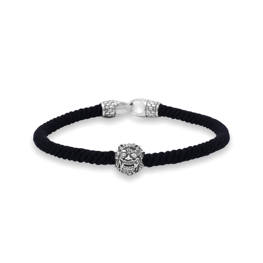 925 Sterling Silver Barong Braided Rope Black Oxidized Bracelet