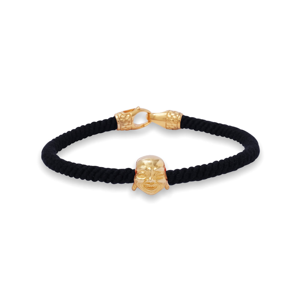 925 Sterling Silver Oxidized Black Braided Rope Buddha Collection Bracelet