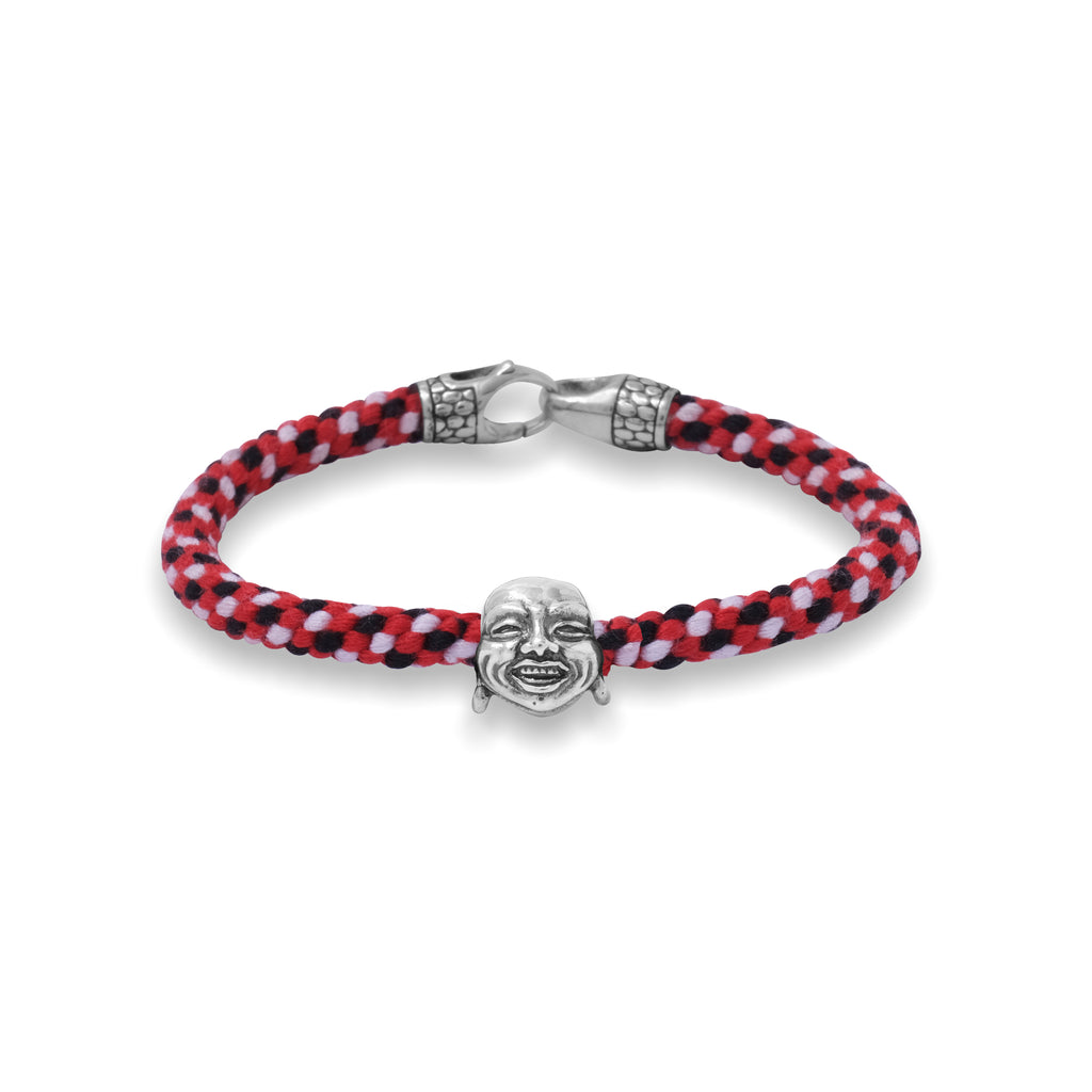 925 Sterling Silver Oxidized Black Braided Rope Buddha Collection Bracelet