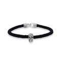 925 Silver Skull Bracelet Braided Rope Collection Black Oxidized Sterling Silver