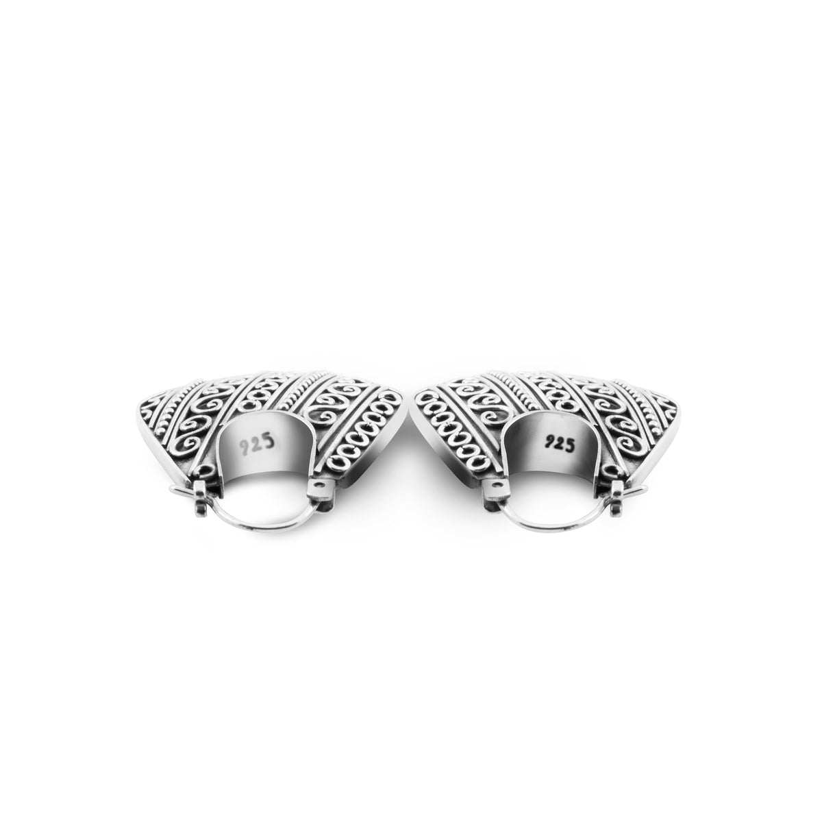 925 Silver Hoop Earrings Indonesian Batik Collection