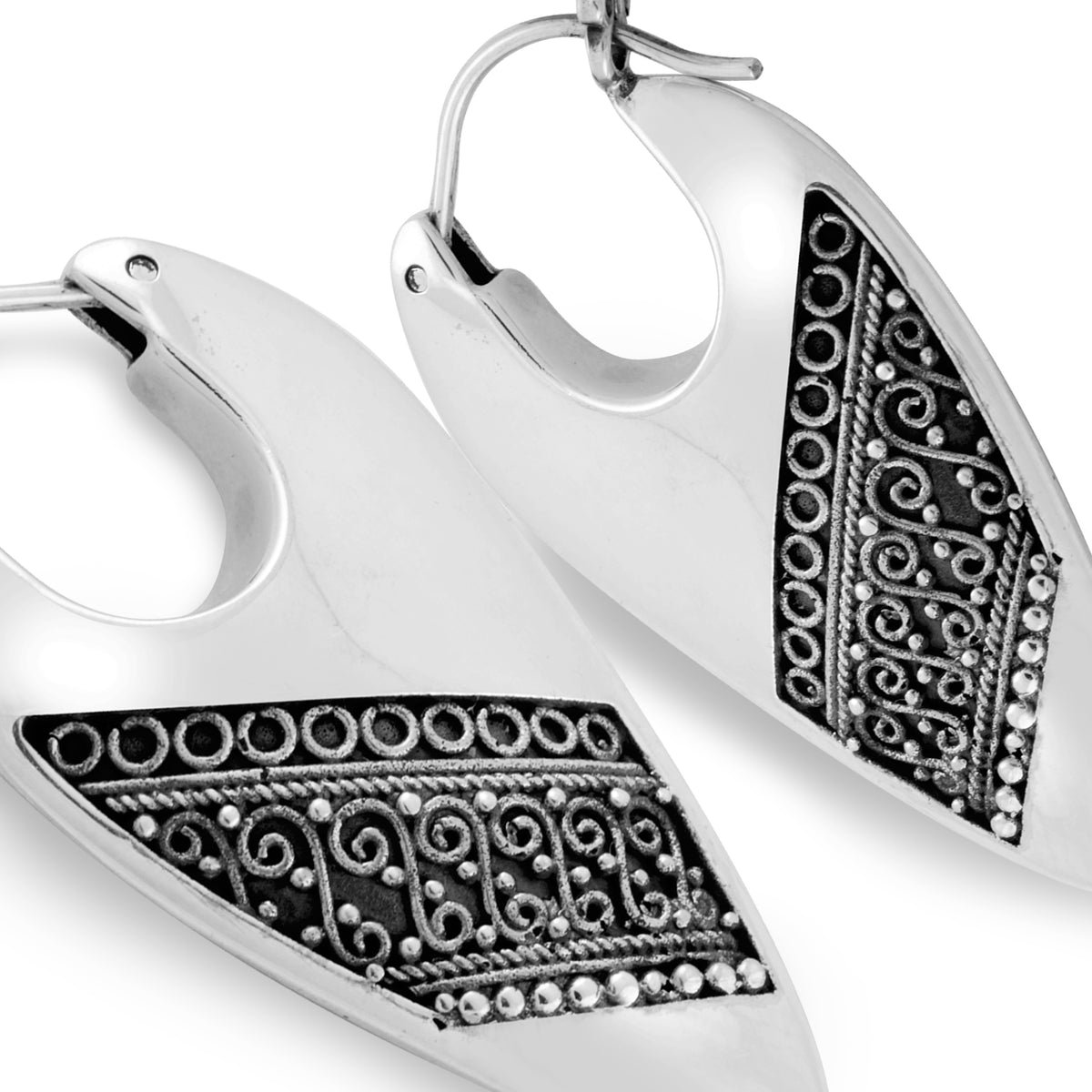 Silver 925 Hoop Earrings Indonesian Batik Collection
