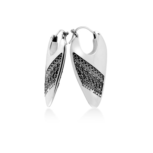 Silver 925 Hoop Earrings Indonesian Batik Collection