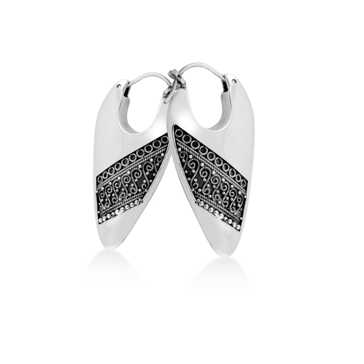 Silver 925 Hoop Earrings Indonesian Batik Collection