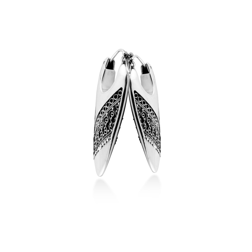 Silver 925 Hoop Earrings Indonesian Batik Collection