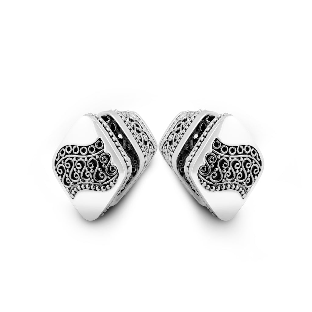 Indonesian Batik Collection Sterling Silver 925 Earrings