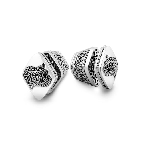 Indonesian Batik Collection Sterling Silver 925 Earrings