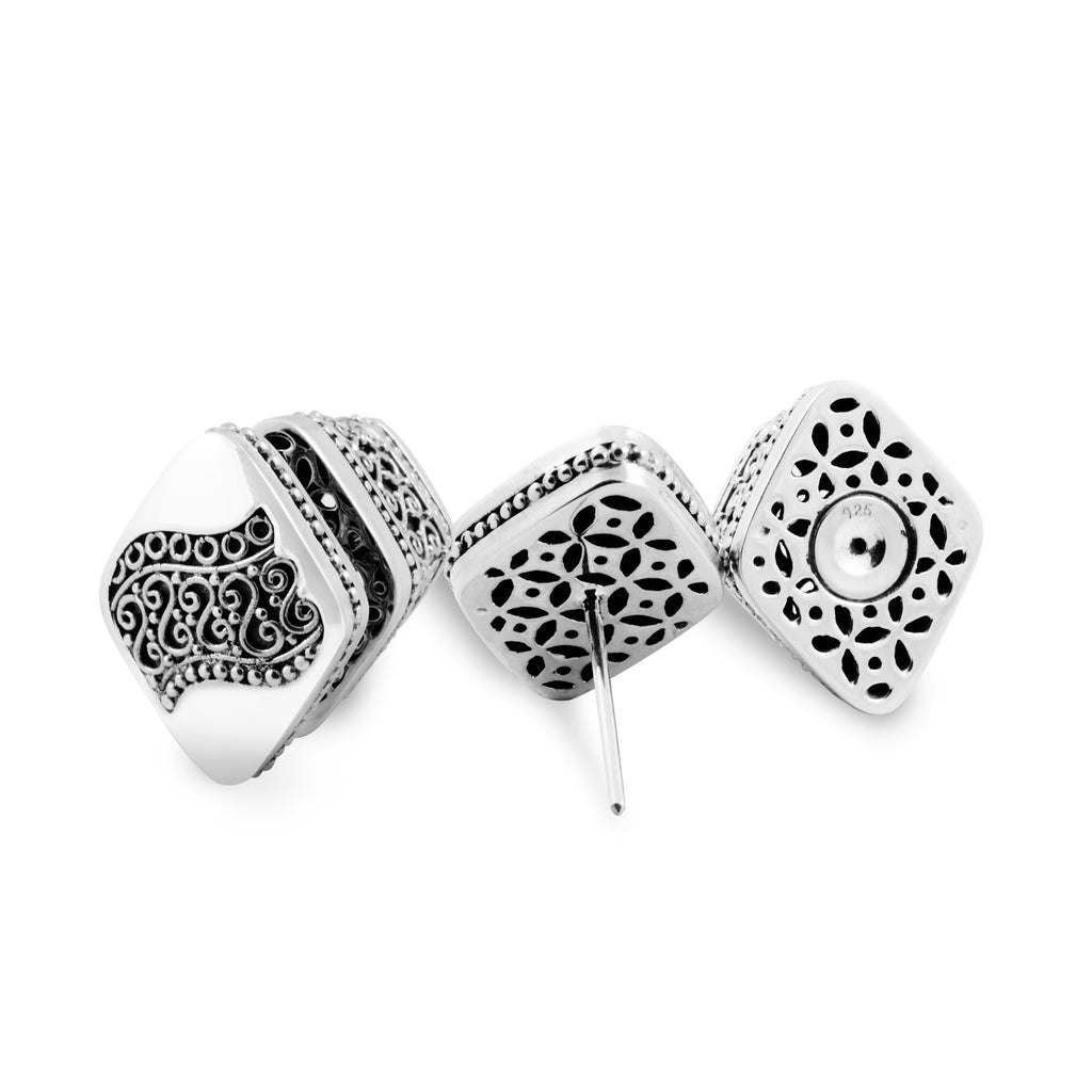 Indonesian Batik Collection Sterling Silver 925 Earrings