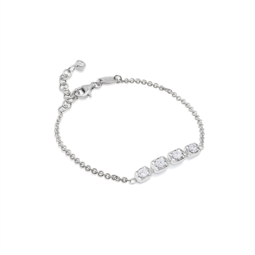Bold Squares Gem Bar Collection 925 Sterling Silver Bracelet