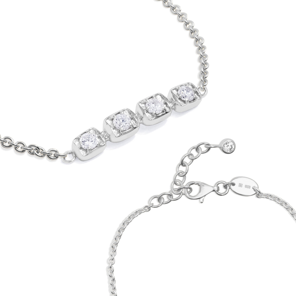 Bold Squares Gem Bar Collection 925 Sterling Silver Bracelet