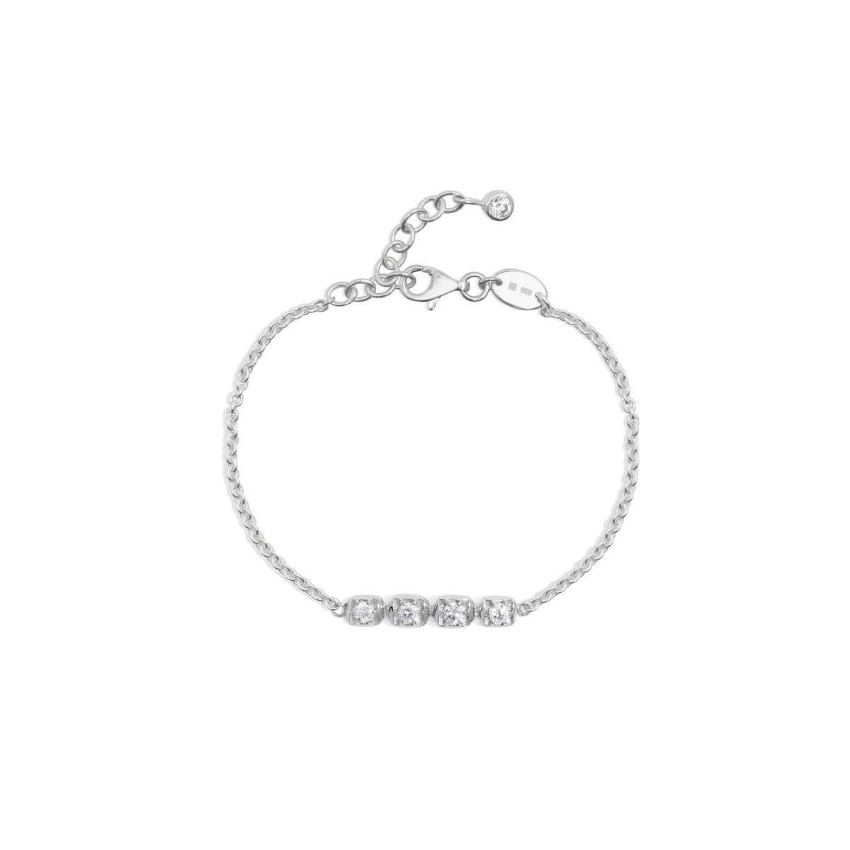 Bold Squares Gem Bar Collection 925 Sterling Silver Bracelet