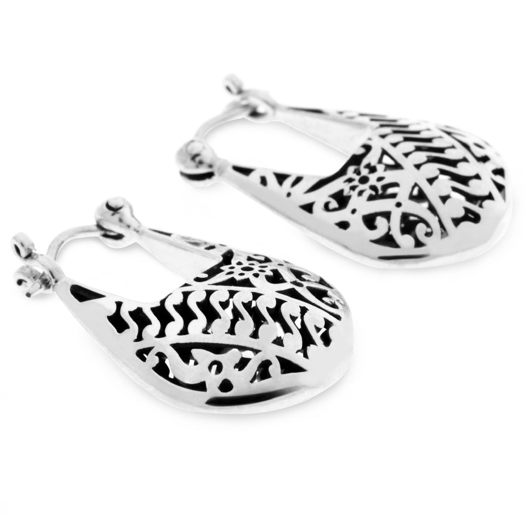 925 Silver Hollow Hoop Earrings Bhineka Collection