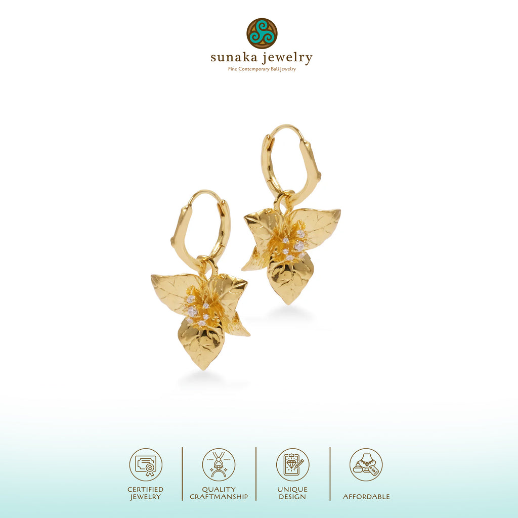 Bougainvillea Sterling Silver 925 Hoop Earrings