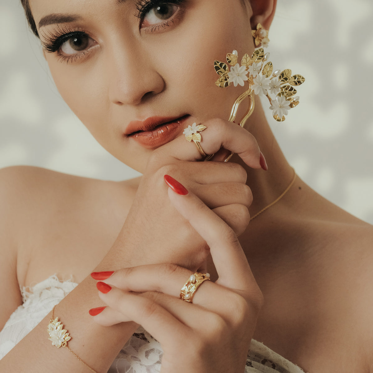 Cucuk Besar Perak Koleksi Mutiara Melati Sterling Silver 925 Gold Plated