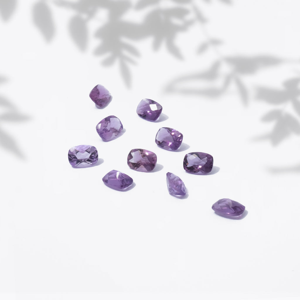 Gemstone Amethyst Purple Sapphire Cushion Checker Board 5x7 mm